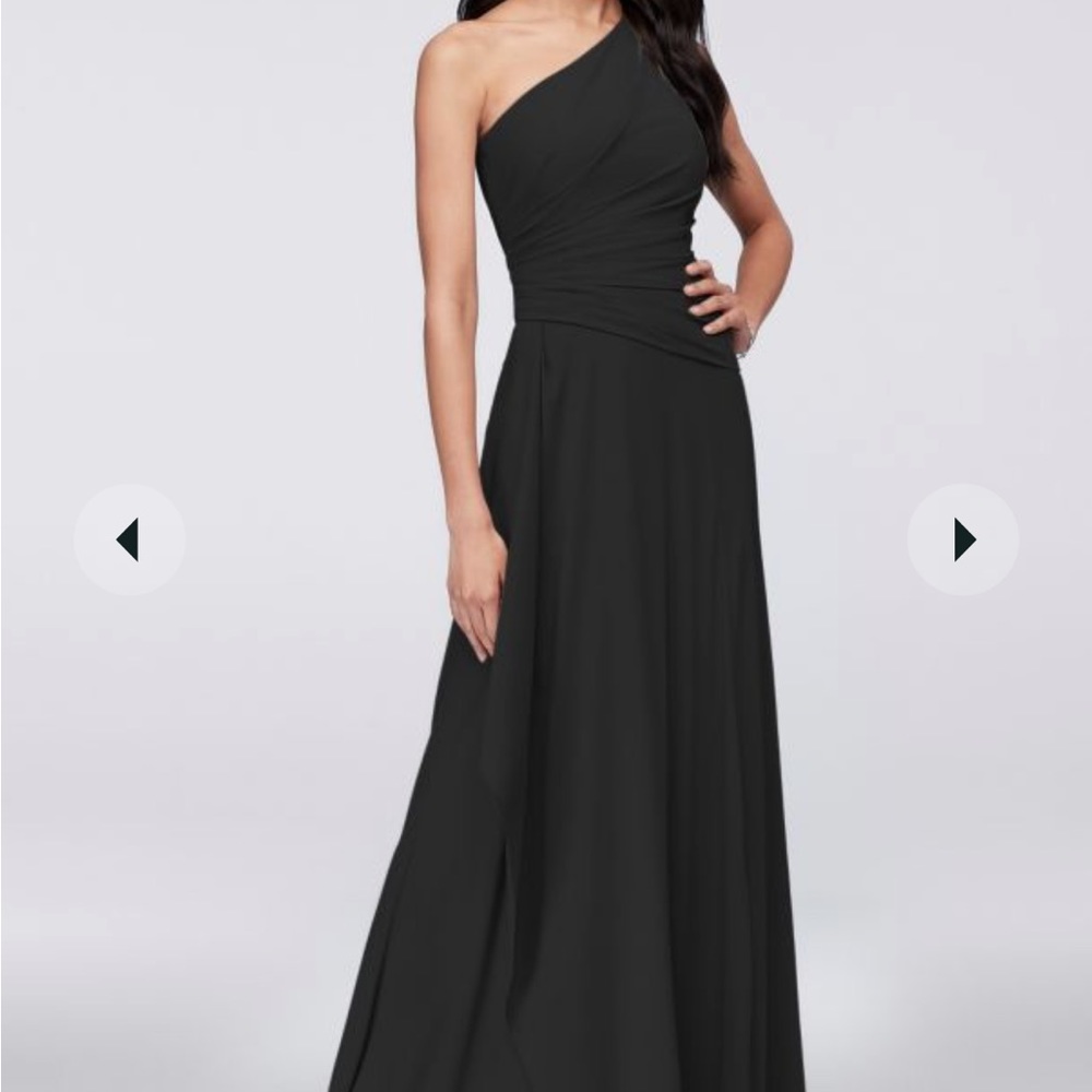 David’s Bridal One-Shoulder Georgette Cascade Maxi Dress